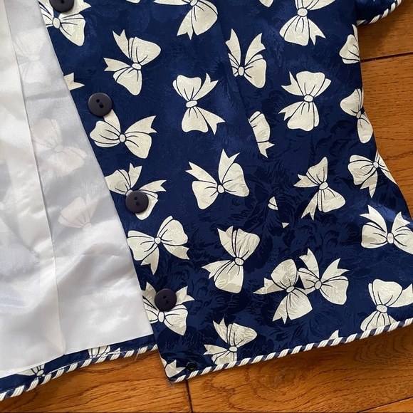 vintage 100% silk sweet bow-printed blouse - Picture 5 of 5